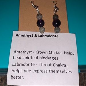 Labradorite and amethyst chakra earrings
